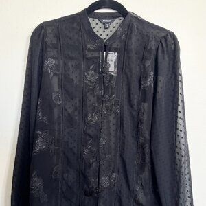 "Express" long sleeves black sheer shirt - Size S